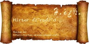 Hirter Árpád névjegykártya